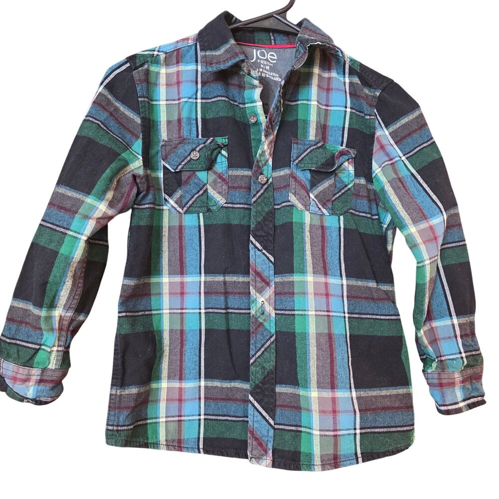 EUC Joe Fresh‎ plaid boys button up shirt sz Med